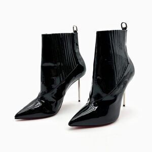 CHRISTIAN LOUBOUTIN Epic Boot 100 Black Chelsea Booties Size 39 Stiletto Spiked
